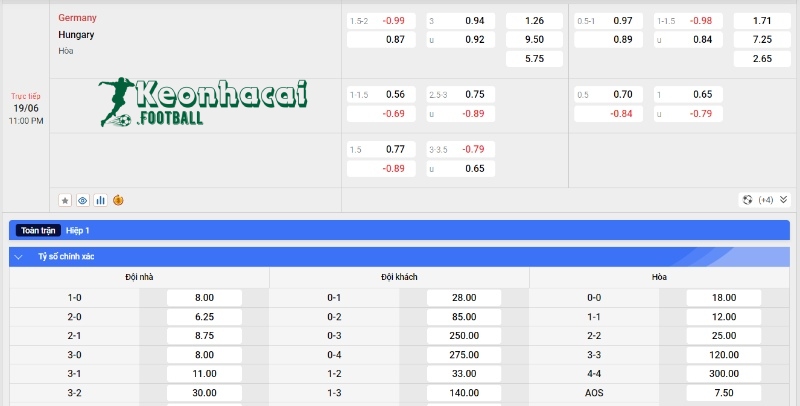 Soi kèo Đức vs Hungary - Tỷ lệ kèo Đức vs Hungary