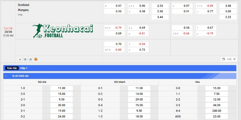 Soi kèo Scotland vs Hungary, 2h00 ngày 24/06/2024 4 Soi kèo Scotland vs Hungary - Tỷ lệ kèo Scotland vs Hungary
