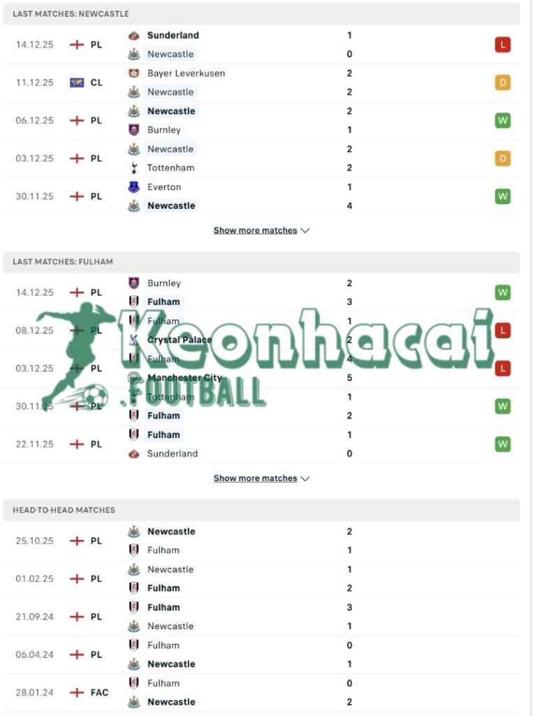 Phong độ và lịch sử đối đầu của Newcastle vs Fulham  